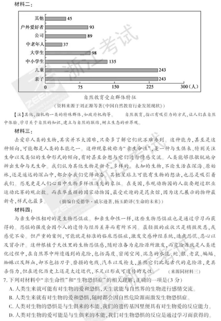 2018浙江省普通高考试题及参考答案