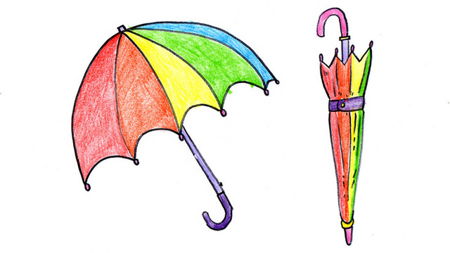 折叠伞怎么画(一组雨伞简笔画,小画家们可以试试哦~)