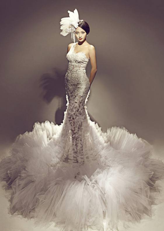 十二星座专属的鱼尾婚纱,天蝎座的款式独特,白羊座的霸气女王!