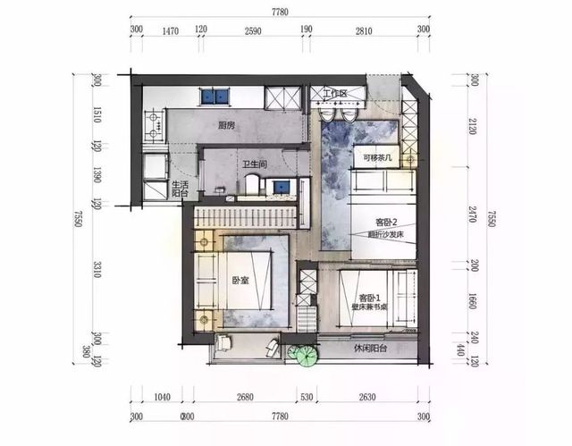 隐形床装修实例48：巧妙设计打造节省空间的卧室新体验