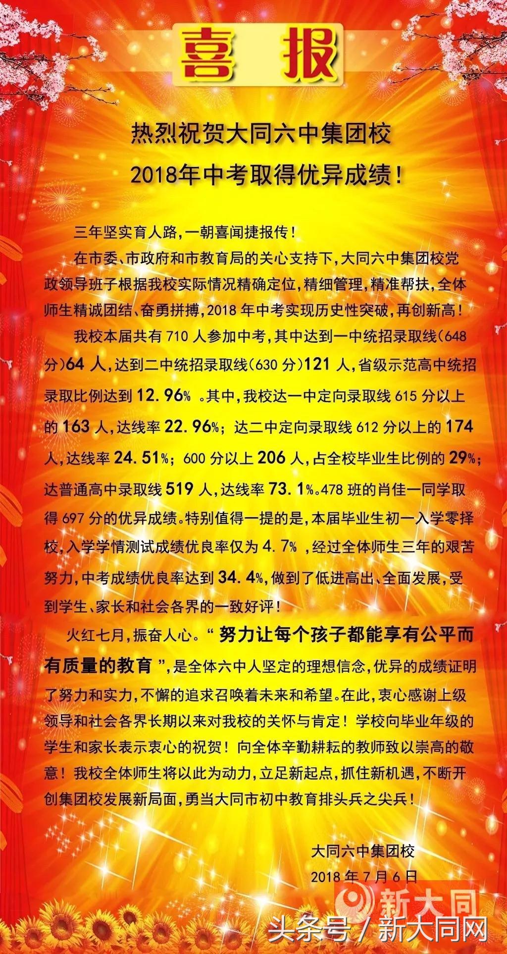 大同一中、二中、三中、四中、六中、七中……多校中考喜报