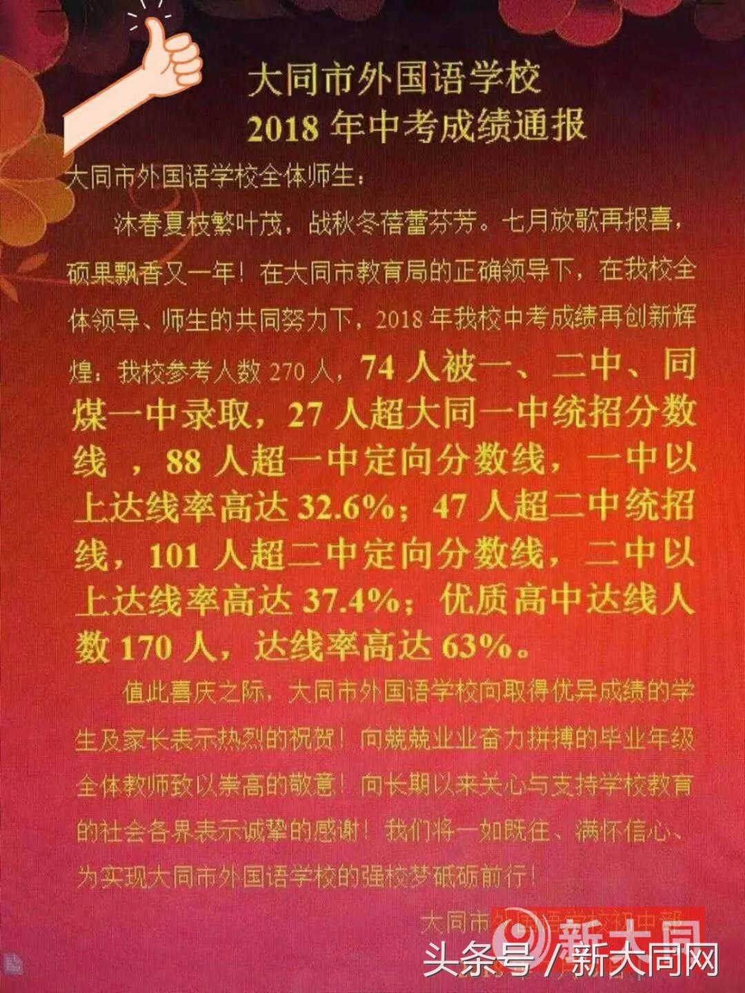 大同一中、二中、三中、四中、六中、七中……多校中考喜报