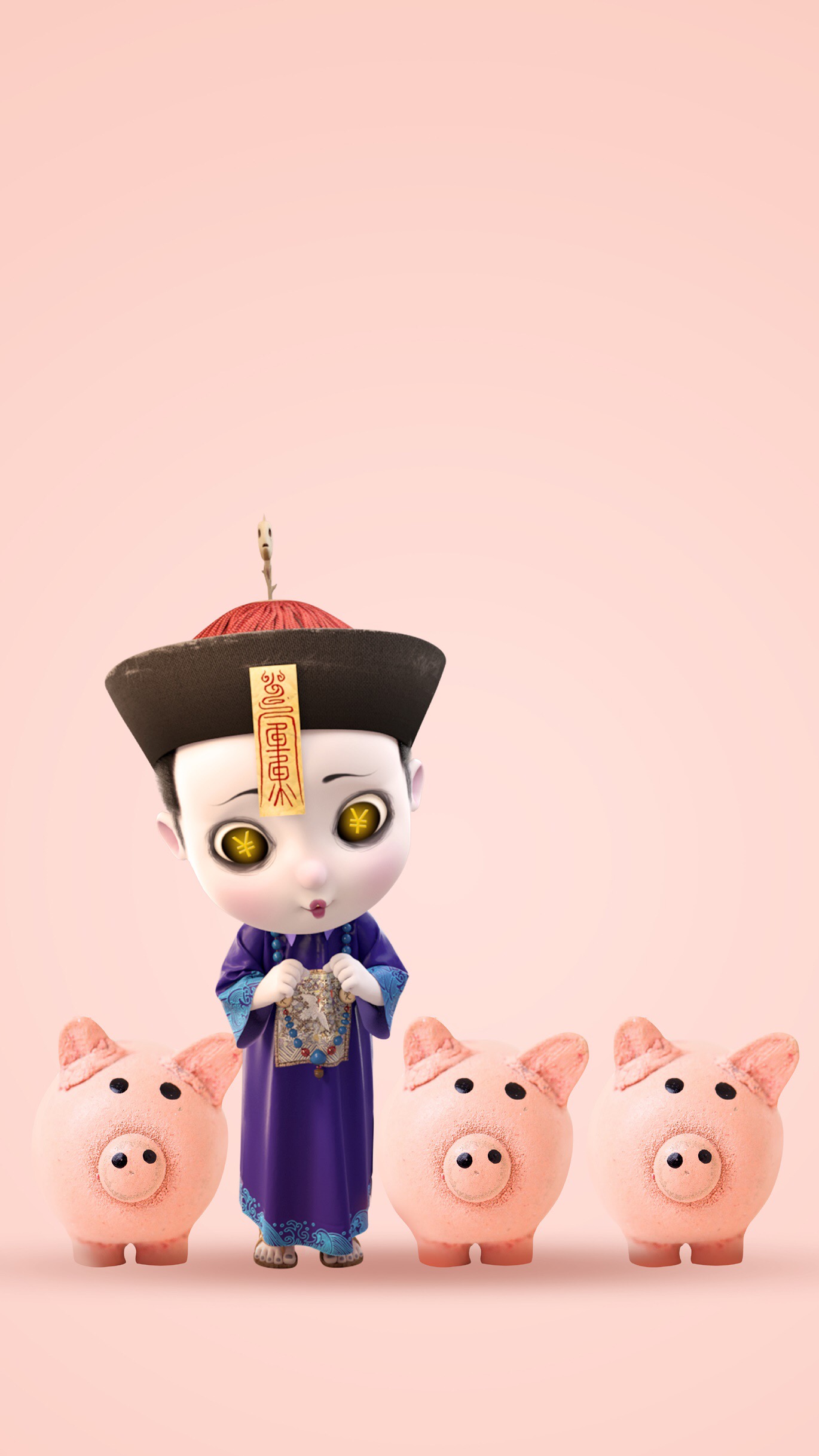 「手机壁纸」身披官服的中国风小僵尸,它就是僵小鱼