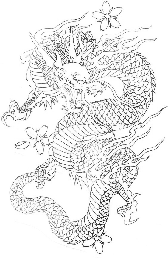 高清龙纹手绘线稿资料，拿去画