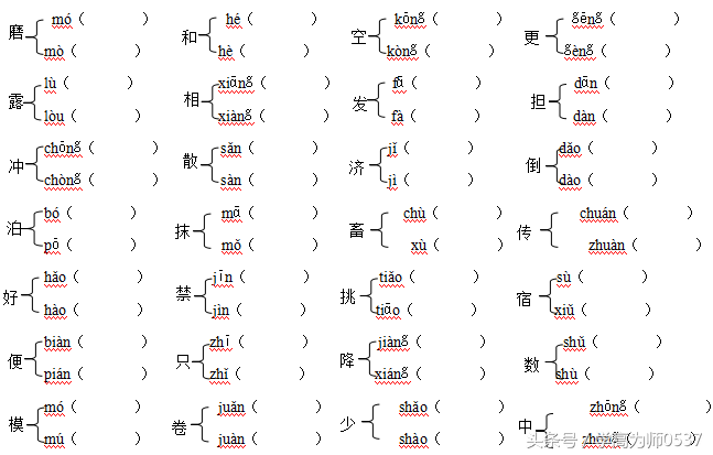 苏教版小学四年级语文上册字词专项复习题（附答案）