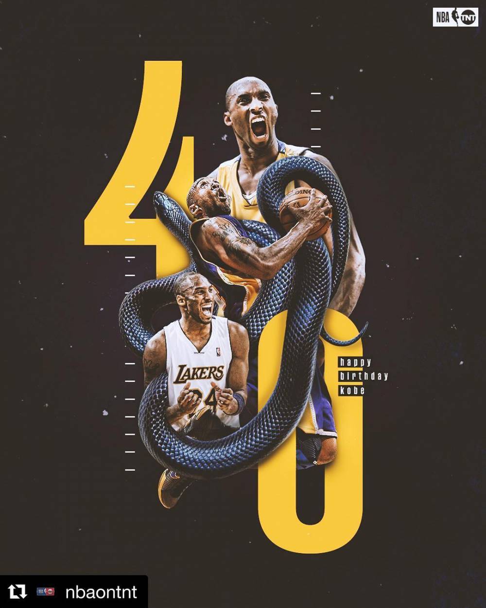 湖人官方:"曼巴日!生日快乐!"活塞官方:"生日快乐!科比!