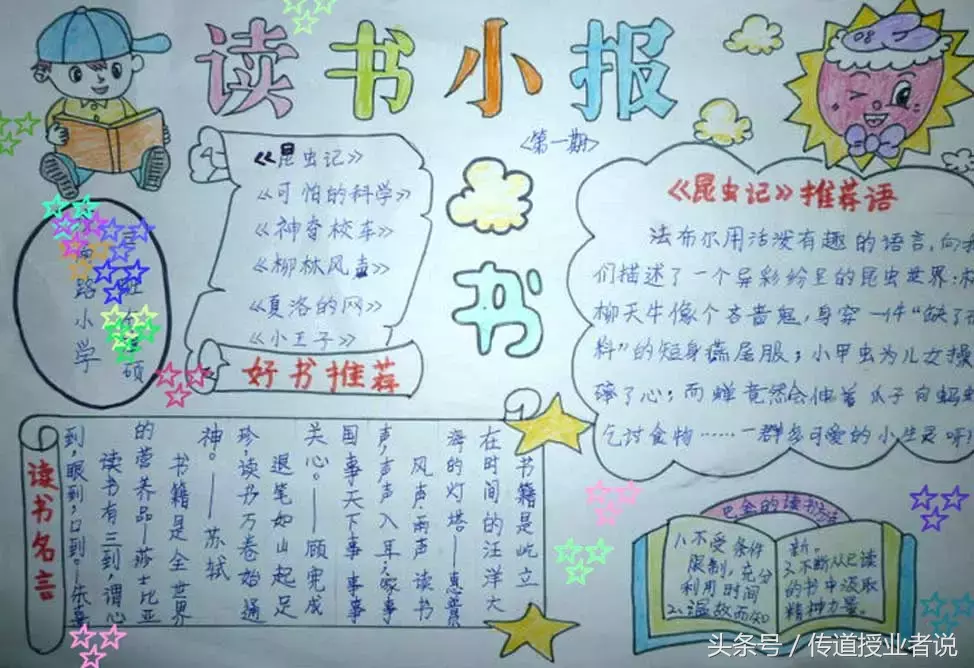 关于读书的手抄报内容图片 小学生才艺展现