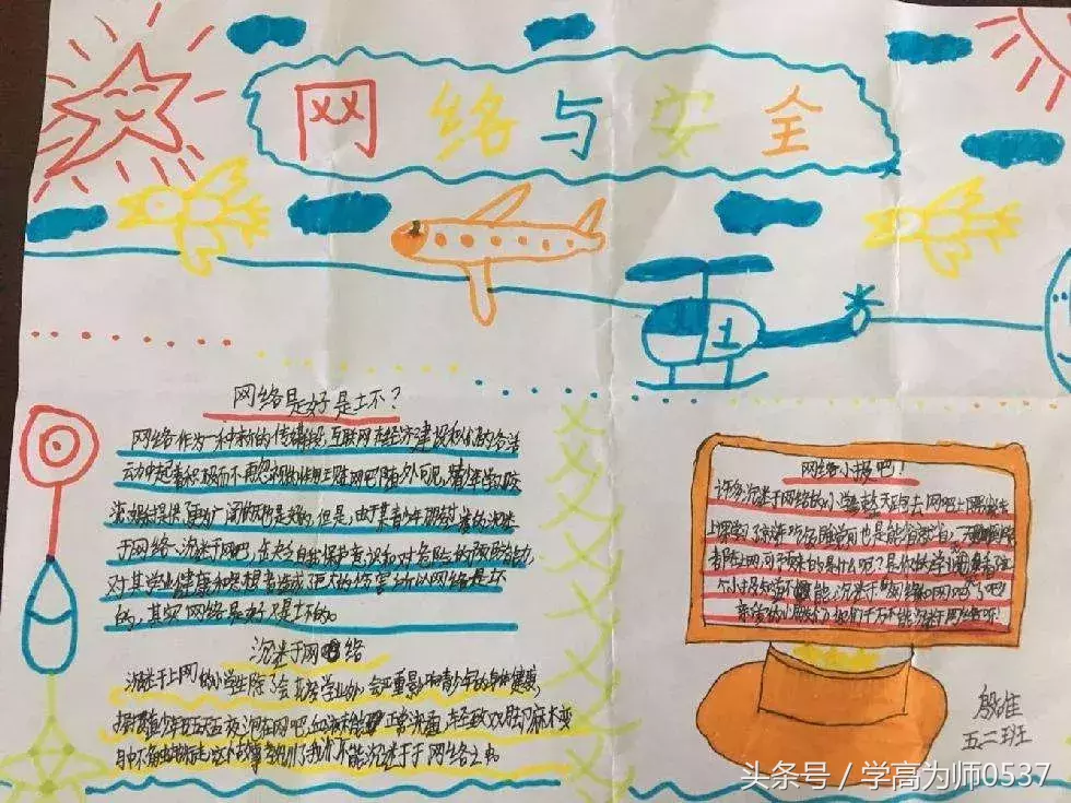 五年级小学生网络安全主题手抄报,简单漂亮