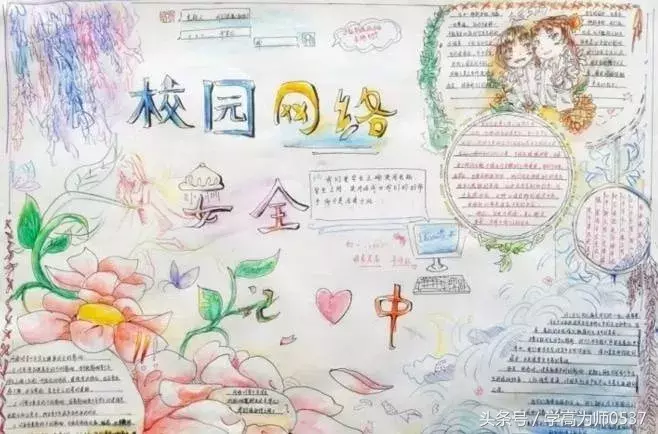 五年级小学生网络安全主题手抄报,简单漂亮