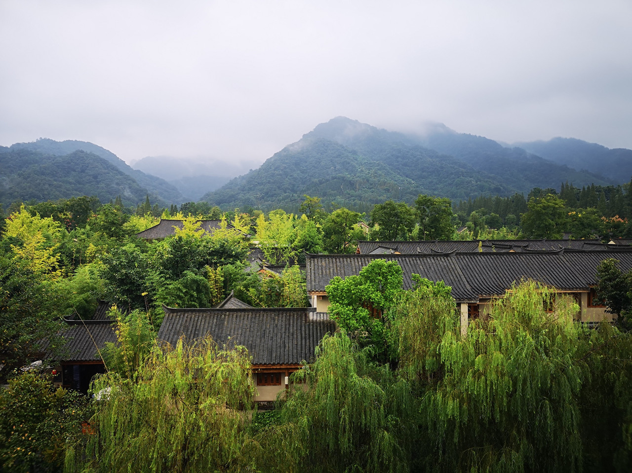 小桥流水夕阳下，执书静卧沐晚霞，桃园山居六善人家