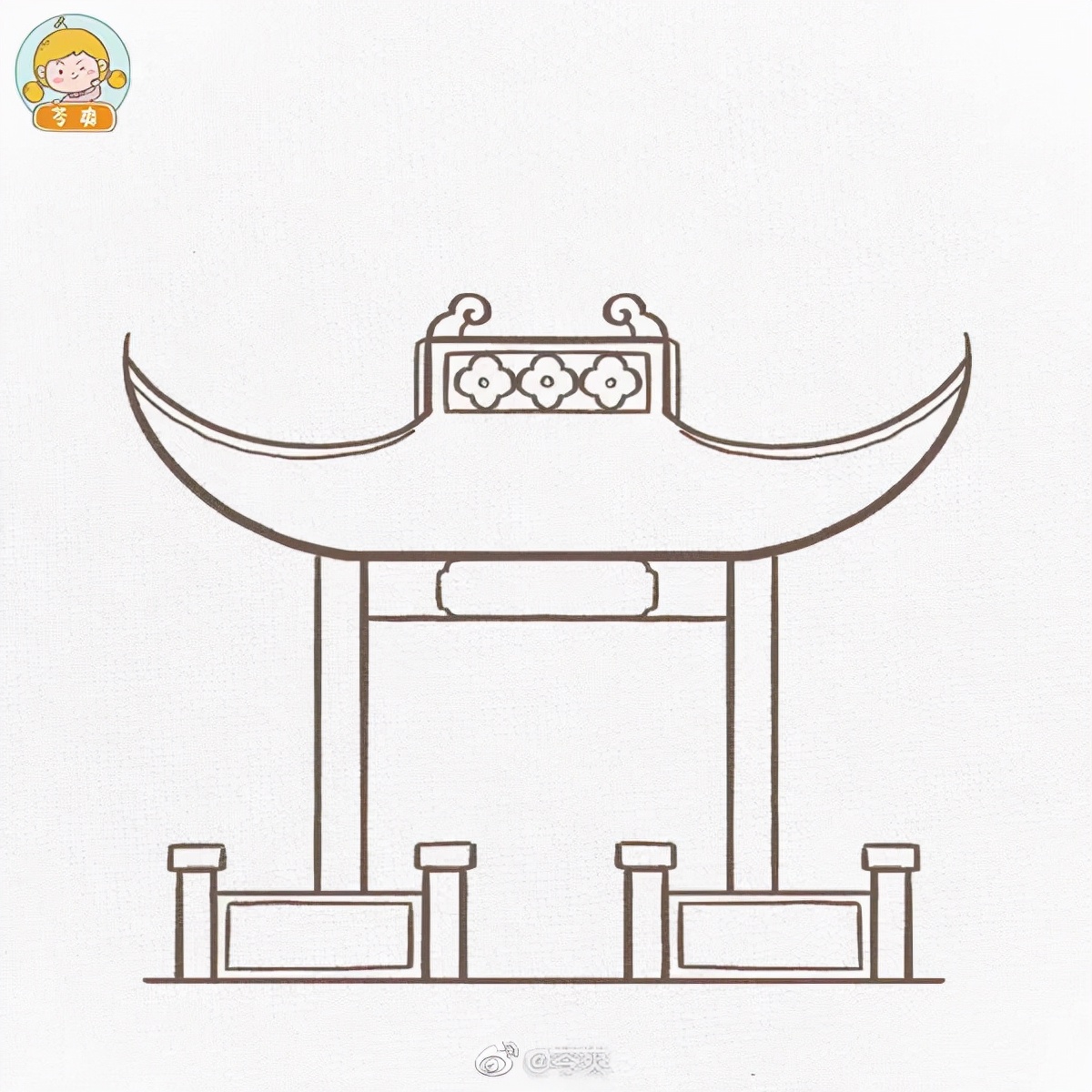 简单我们画的时候注意用线的流畅,两边的对称就可以了古风建筑