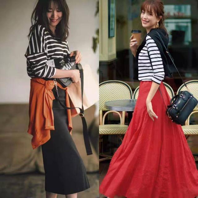 条纹上衣和裙子的搭配合集(条纹上衣和裙子的搭配合集图)