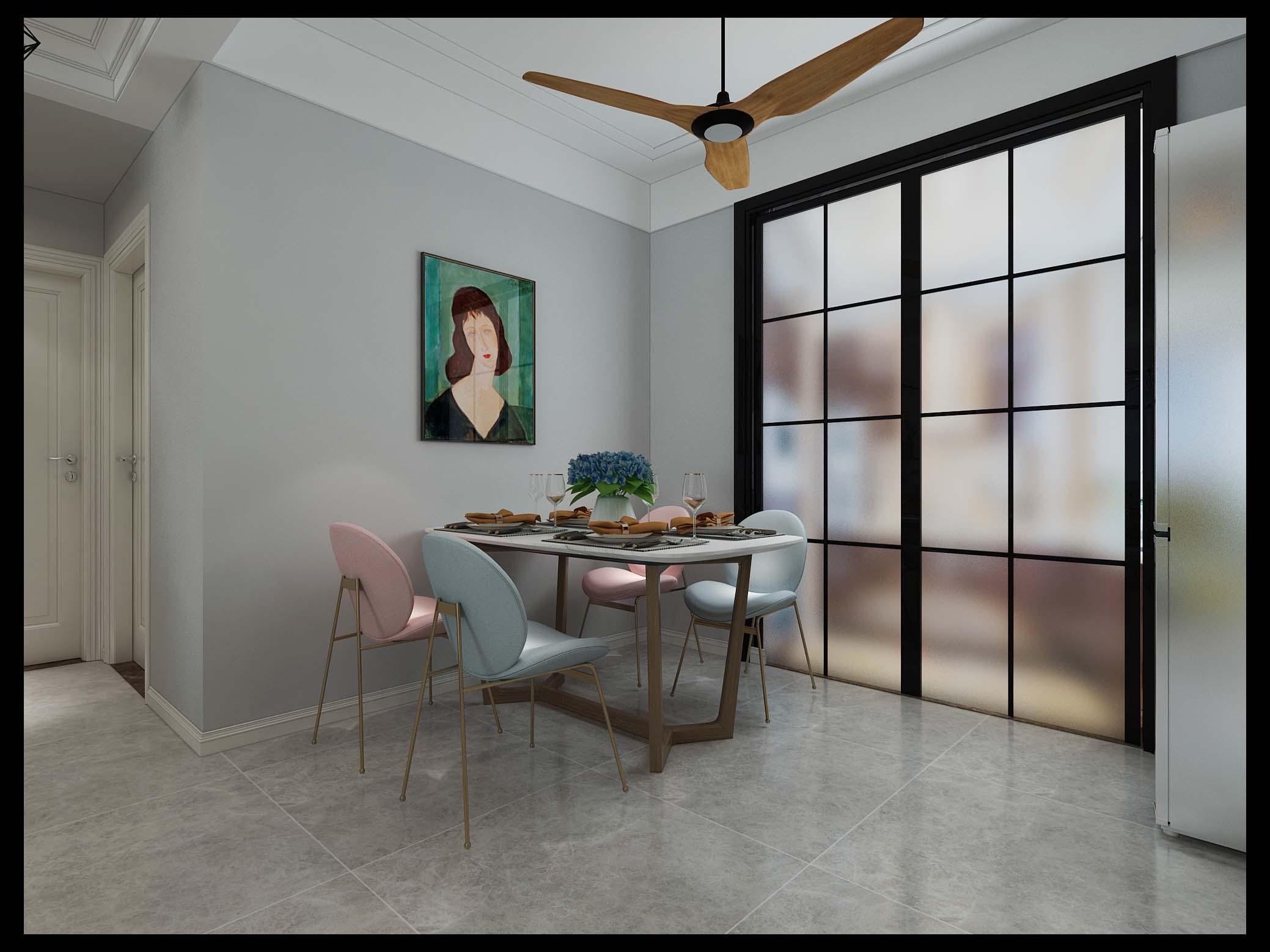 装修案例丨淄博绿城紫薇园141㎡简约风，黑框厨房门好看还实用