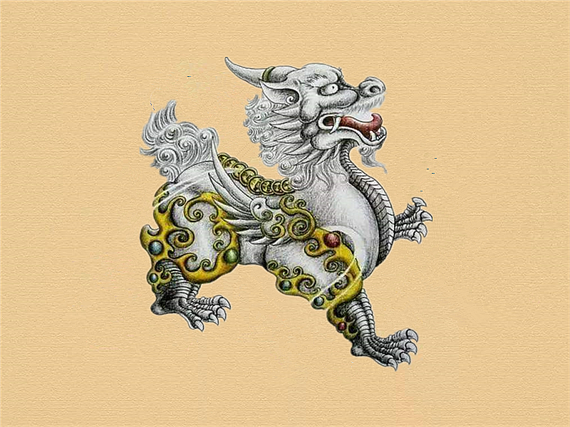 像麒麟一样的脚,整体看起来却像一头狮子,因此也称为"四不像"