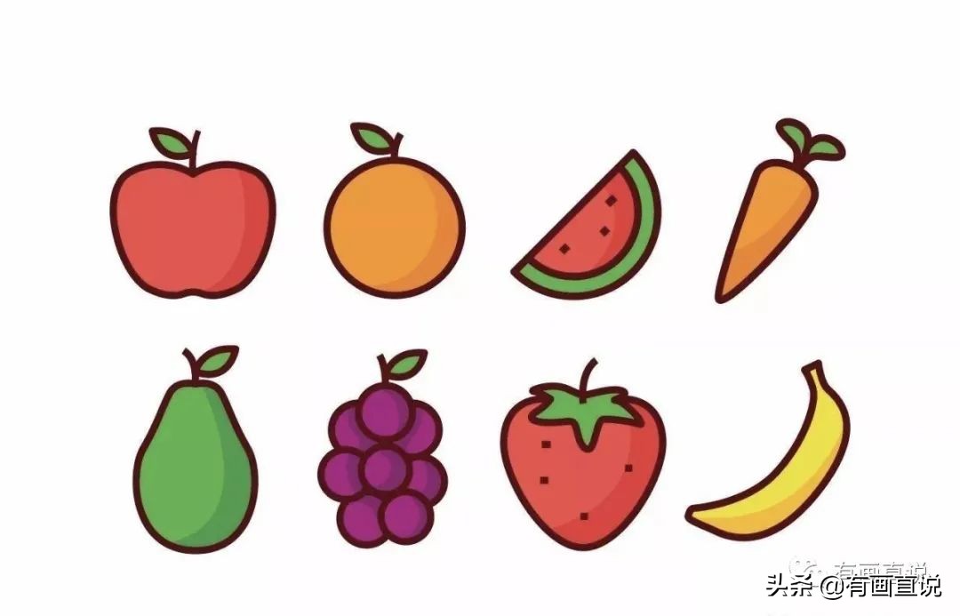 儿童画简笔画临摹素材52张：水果系列画法，收藏备用，在家学画画