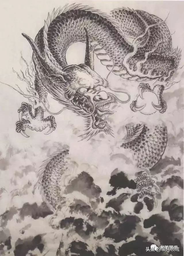 龙的简笔画图文教程中国彩墨龙的画法步骤图片工笔水墨画龙的简笔画教