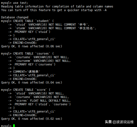 MySQL实验--静态行转列->动态行转列->存储过程使用行转列