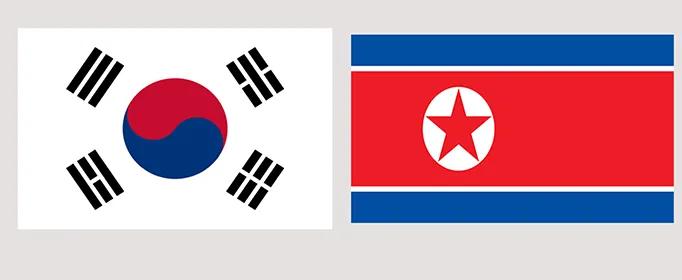 左:韩国国旗 右:朝鲜国旗由于三八线的出现把北方的工业和能源同南方