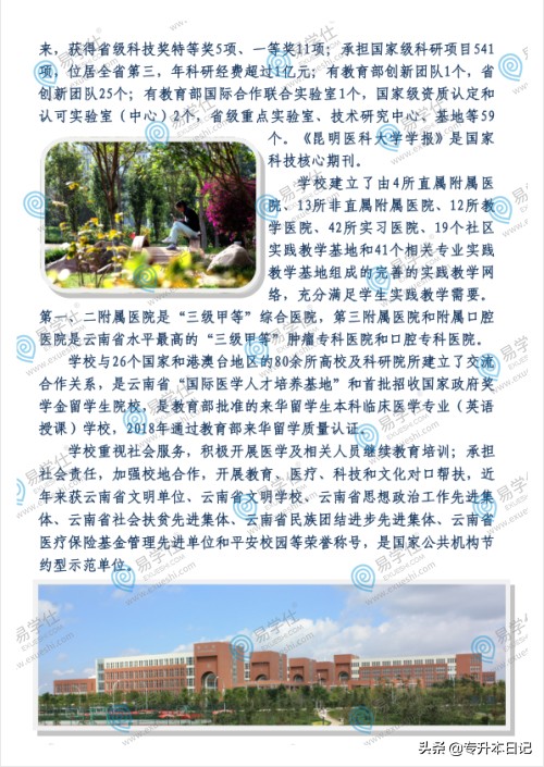 2020昆明医科大学专升本招生简章