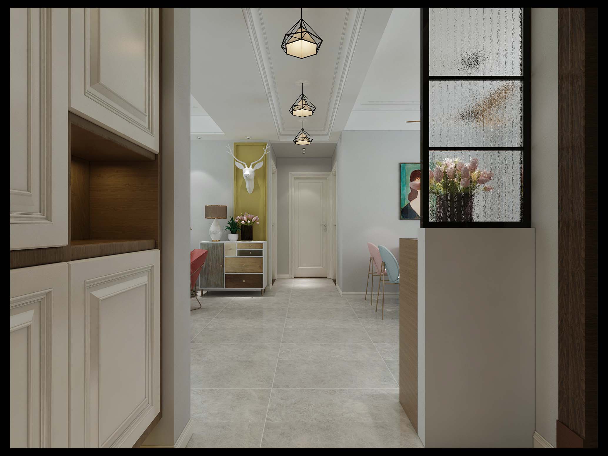 装修案例丨淄博绿城紫薇园141㎡简约风，黑框厨房门好看还实用