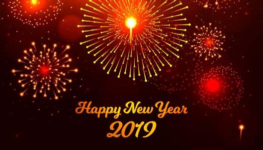 2019 happy new year祝福语图片烟花背景版