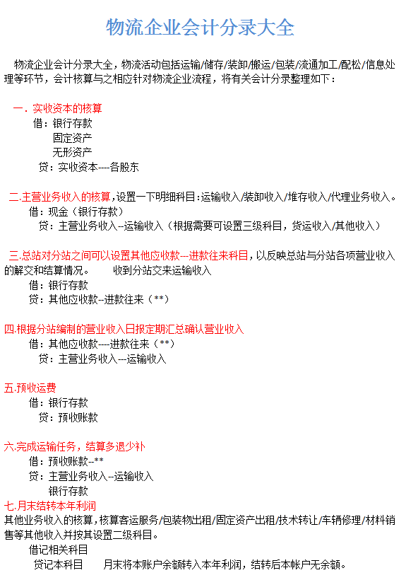物流会计成本核算太复杂？这份核算流程+分录送你！工作轻松应对