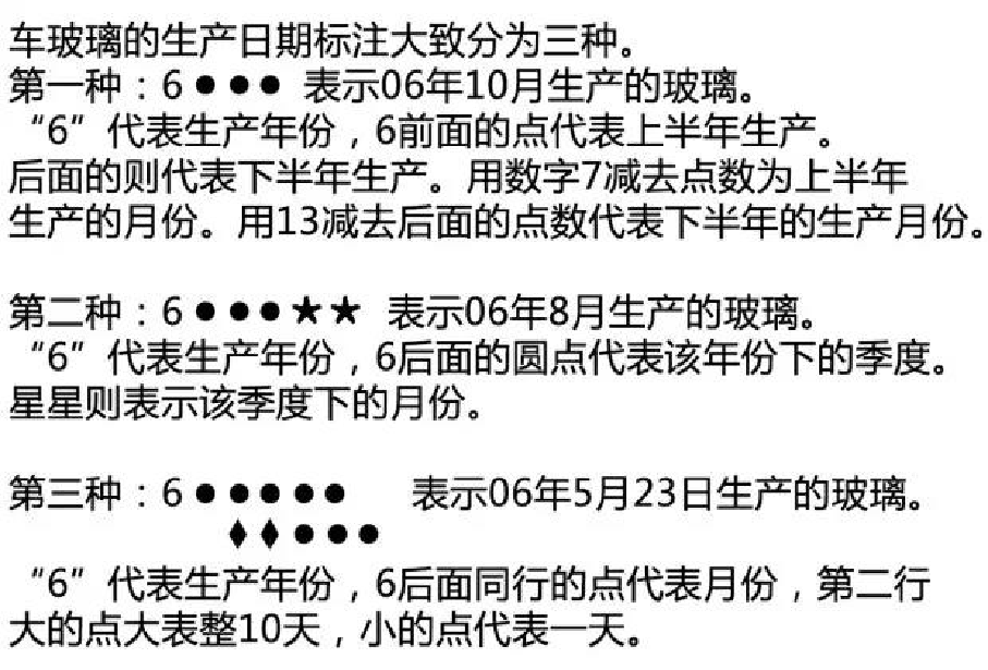 汽车玻璃生产日期鉴别秘籍