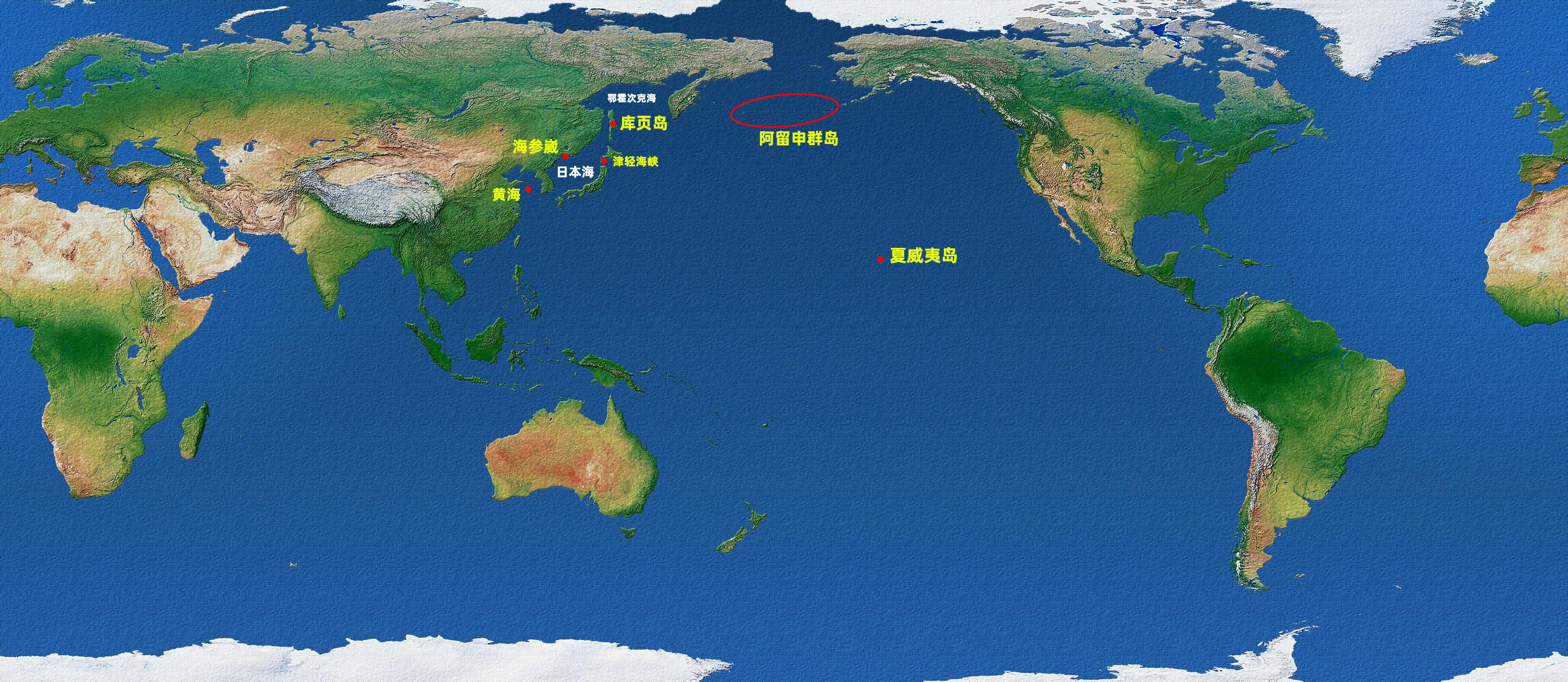 从这里向东南行驶,能够直达太平洋进入夏威夷群岛.