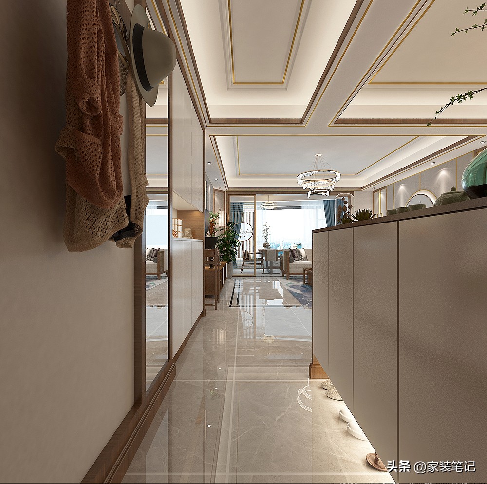 70后大叔180㎡的新家，选择装修新中式风格，客厅太有意境了