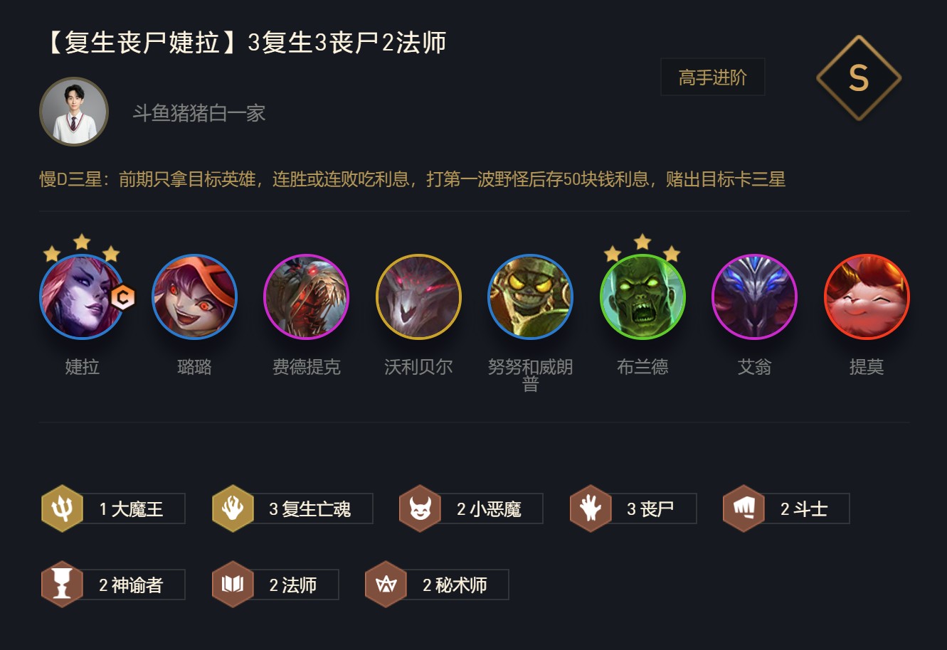 云顶之弈:复生丧尸阵容解析,三星英雄崛起,绿刀成绝配