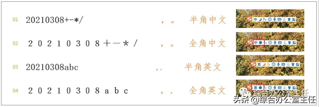 公文标点符号应在中文全/半角模式下输入