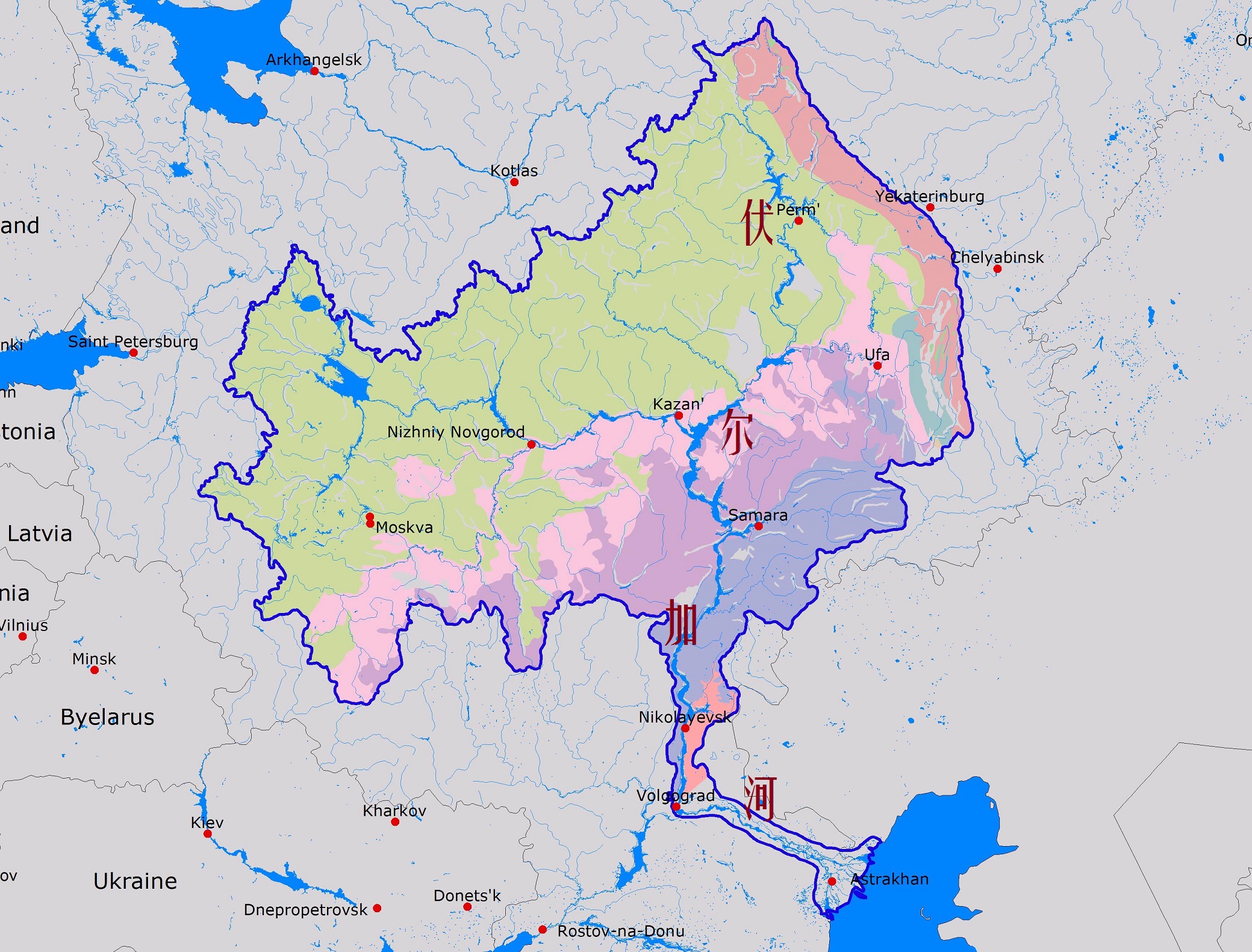 世界上最长内流河伏尔加河全长3692千米比世界第二长的内流河锡尔河长