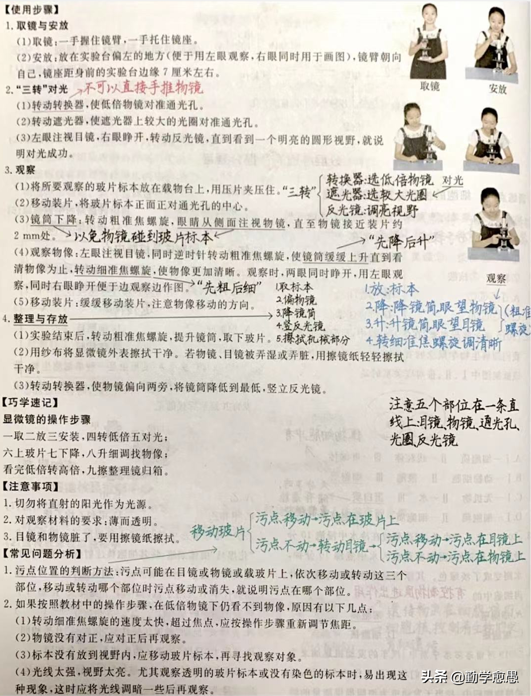 显微镜使用的基本步骤是（显微镜的结构及正确使用）