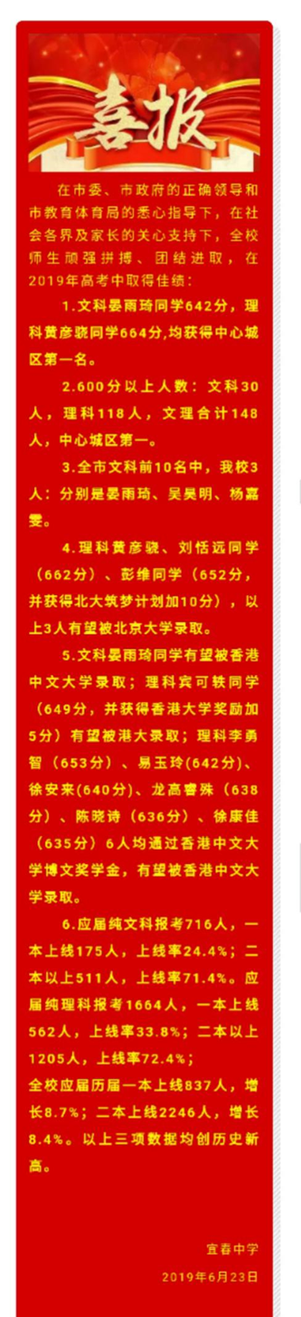 2019宜春高考喜报大合集，带你领略名校风采！（建中考家长收藏）