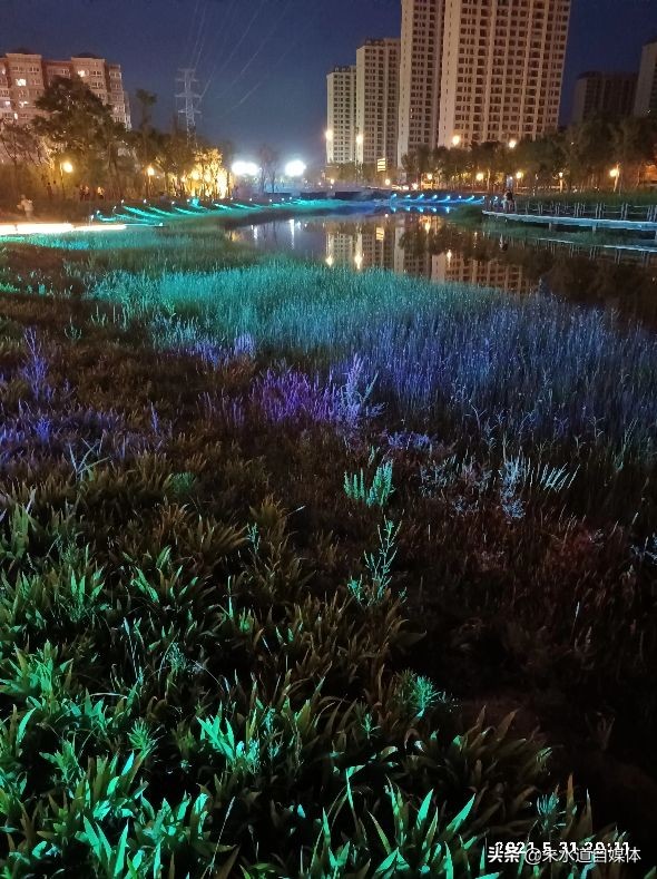 夜游汴河畔，开封古韵映星波。