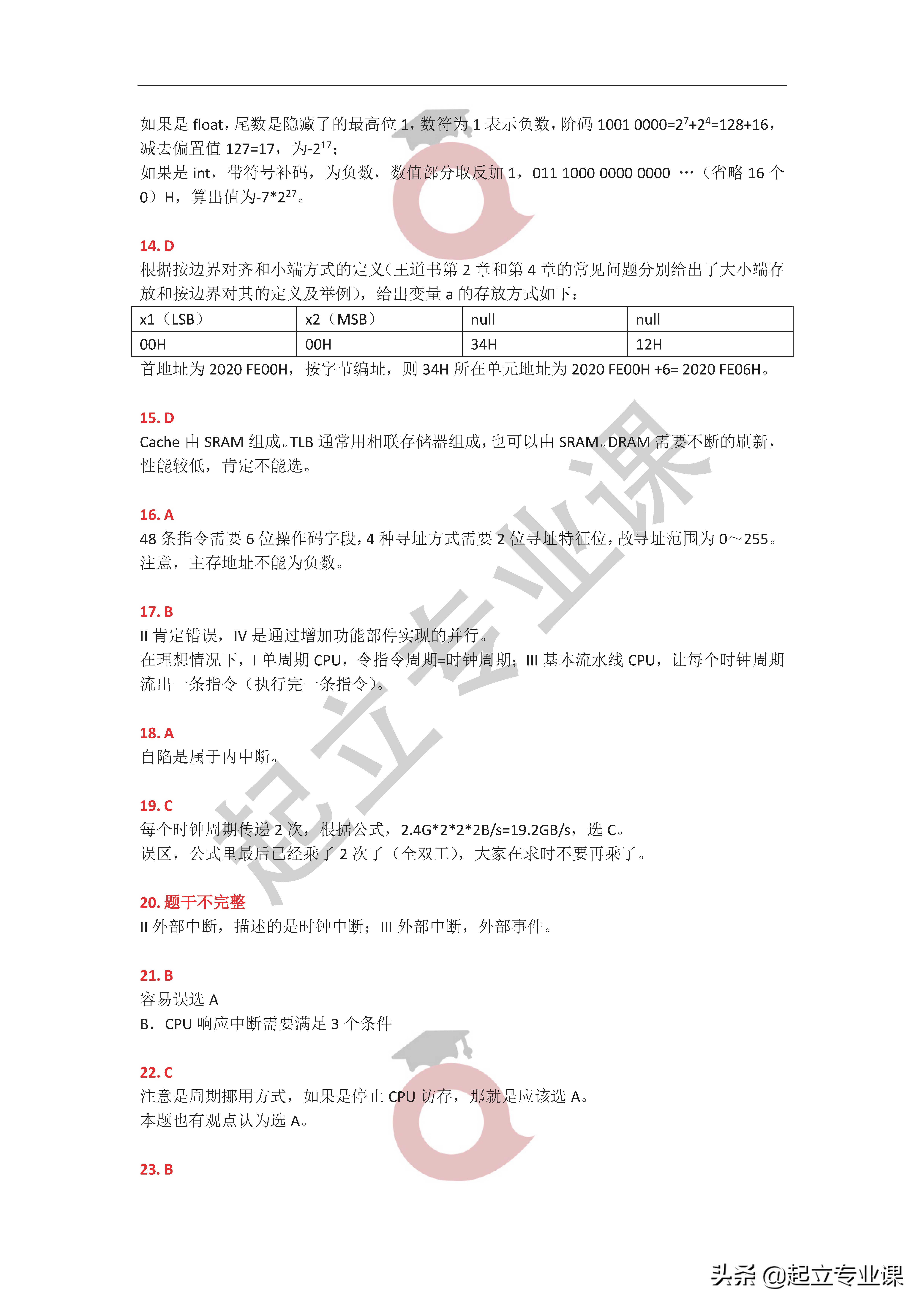 2020年408真题答案解析