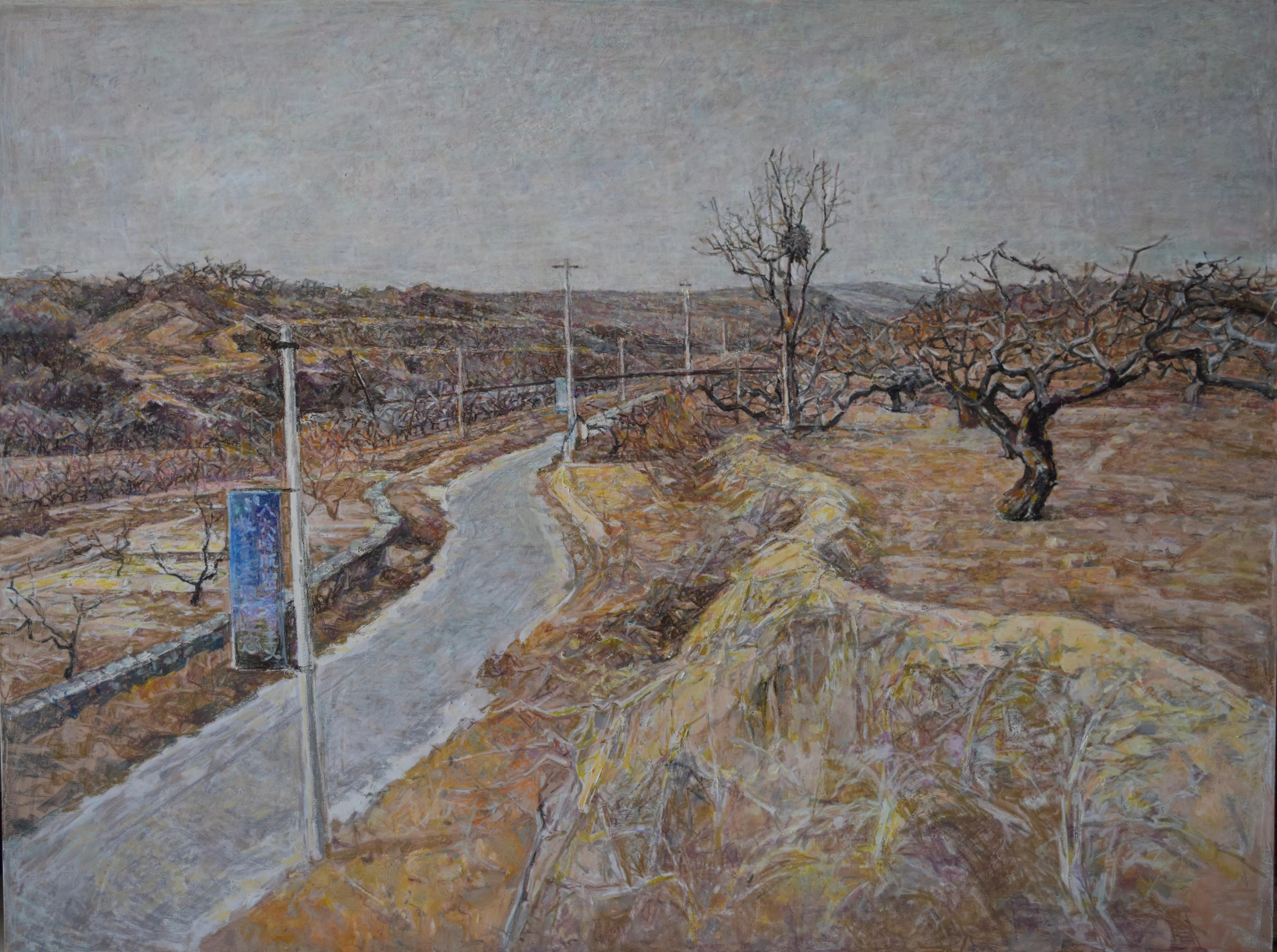 油性色粉作品《山之家园》的创作过程