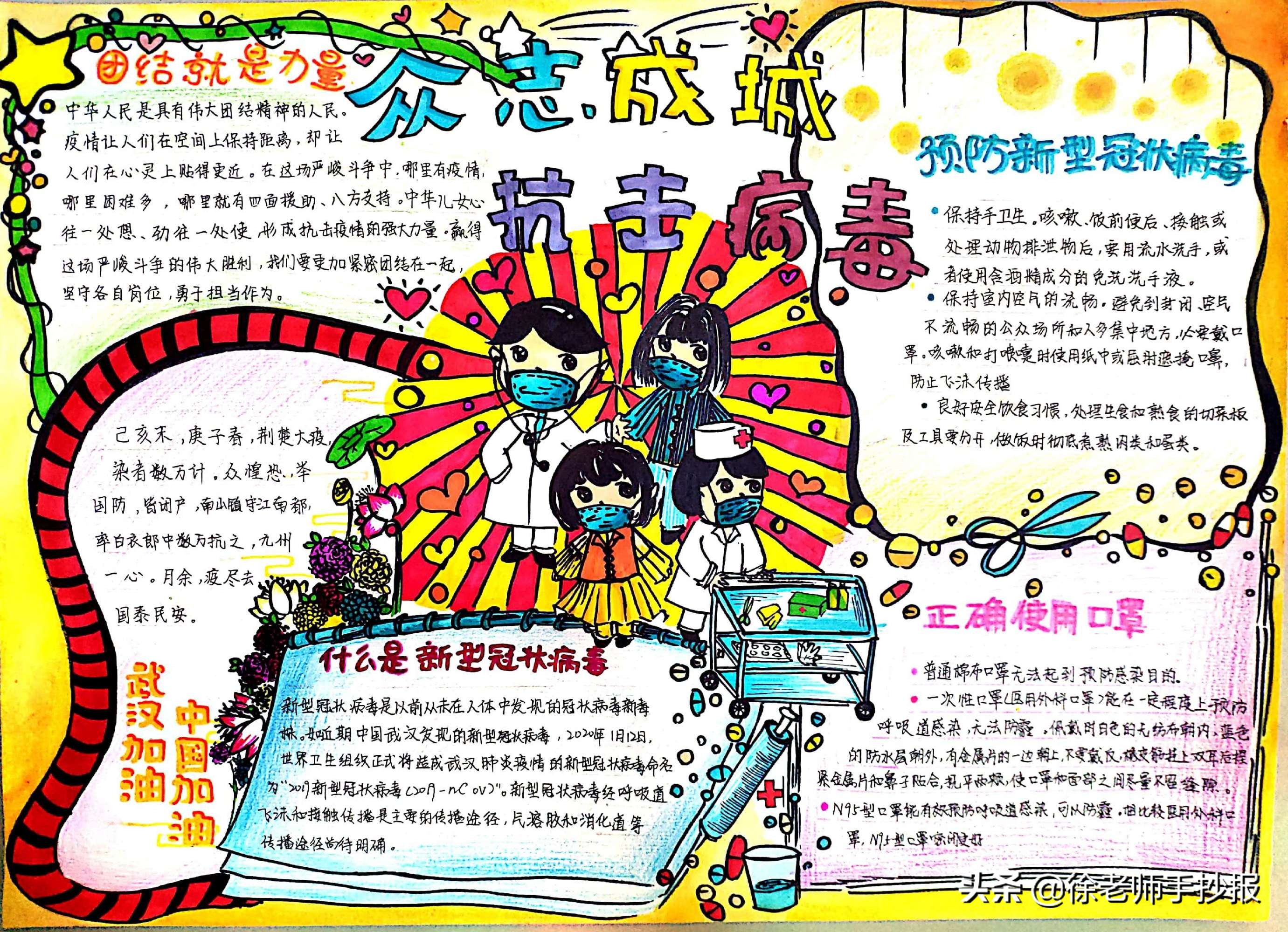 10张抗击疫情一等奖手抄报,非常漂亮,获奖实至名归