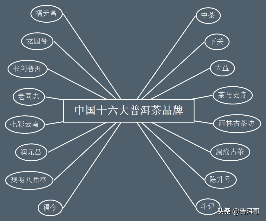 中国普洱茶领军品牌：勐海陈升、老同志、下关沱茶、澜沧古茶。