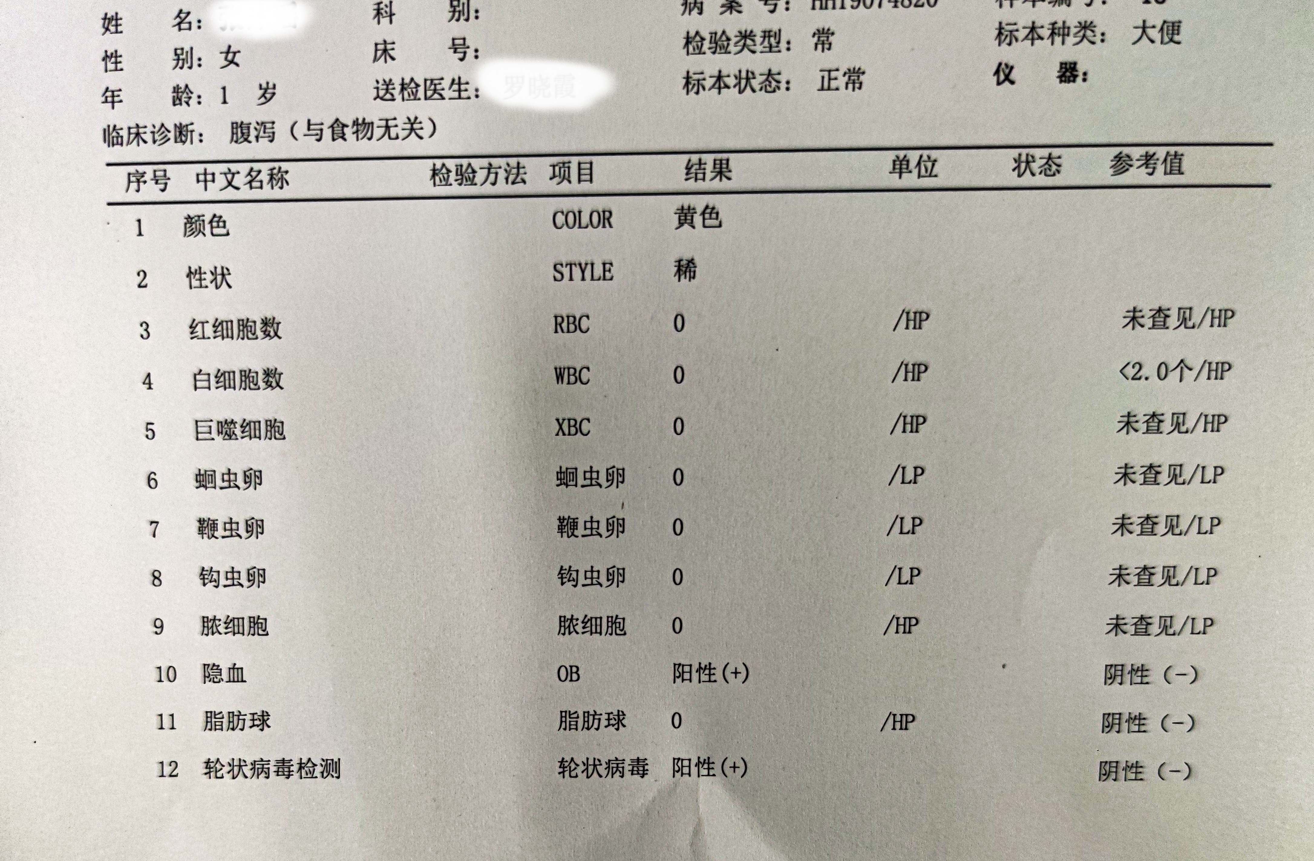 大便常规化验单怎么看图片