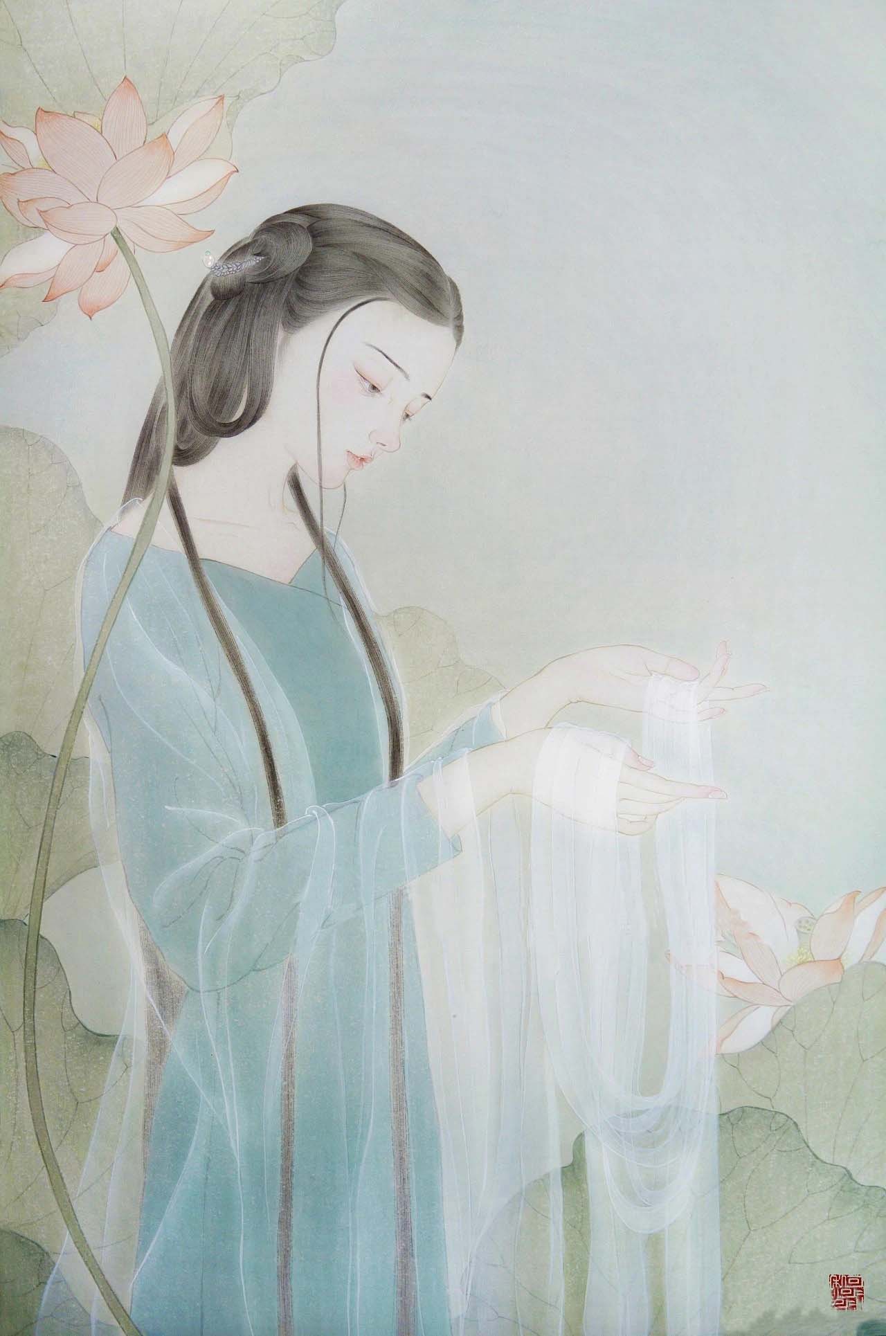 一组唯美的古风美女插画作品（图）