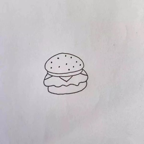 食物简笔画教程：好吃的汉堡包怎么画？画完垂涎欲滴
