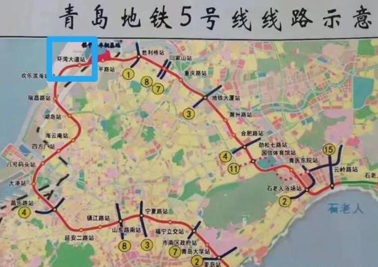 青岛拟建一条地铁线，呈半环形，长约32.7千米，28站中12座换乘站