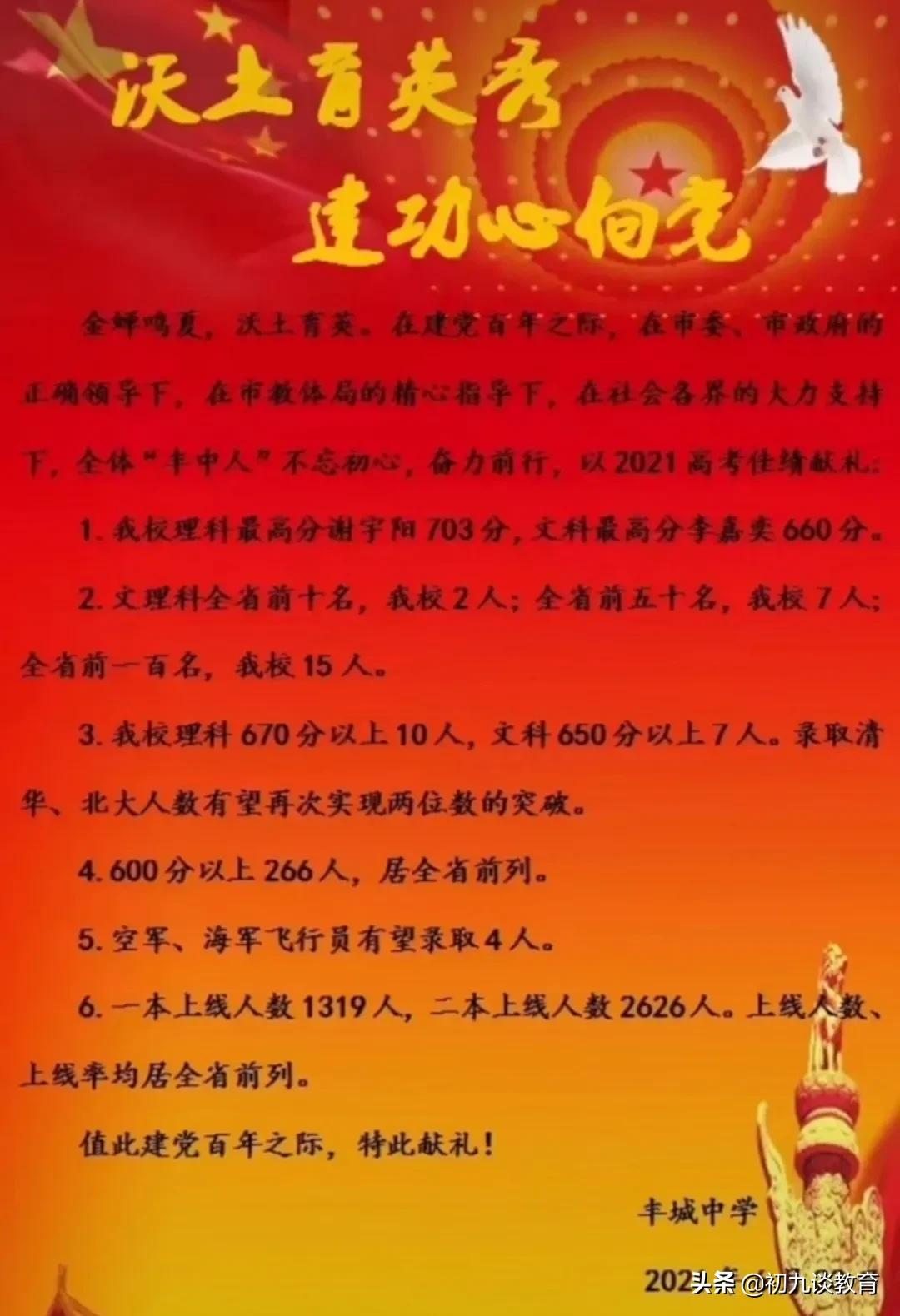 2021丰城中学，于都中学等各大中学高考喜报来了，为母校点赞