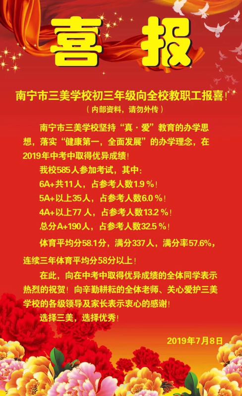 2019年南宁中考98人全A+，各初中名校发布喜报，你觉得哪家强？