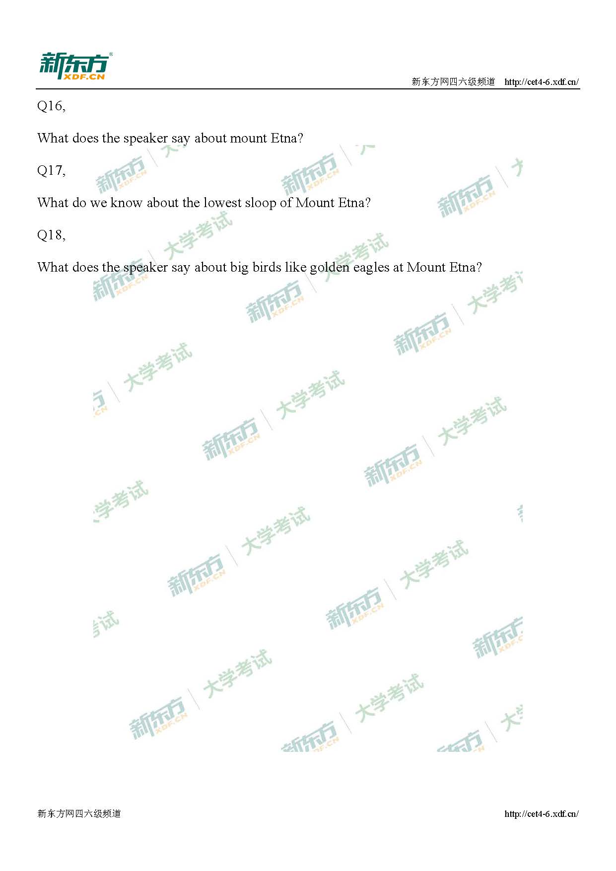 2019年6月英语四级试题及答案解析，可下载