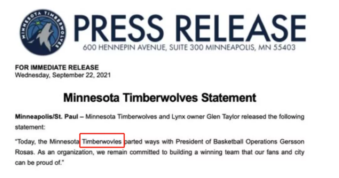 timberwolves(一支连自己名字都写错的球队，你还指望他们进季后赛？)