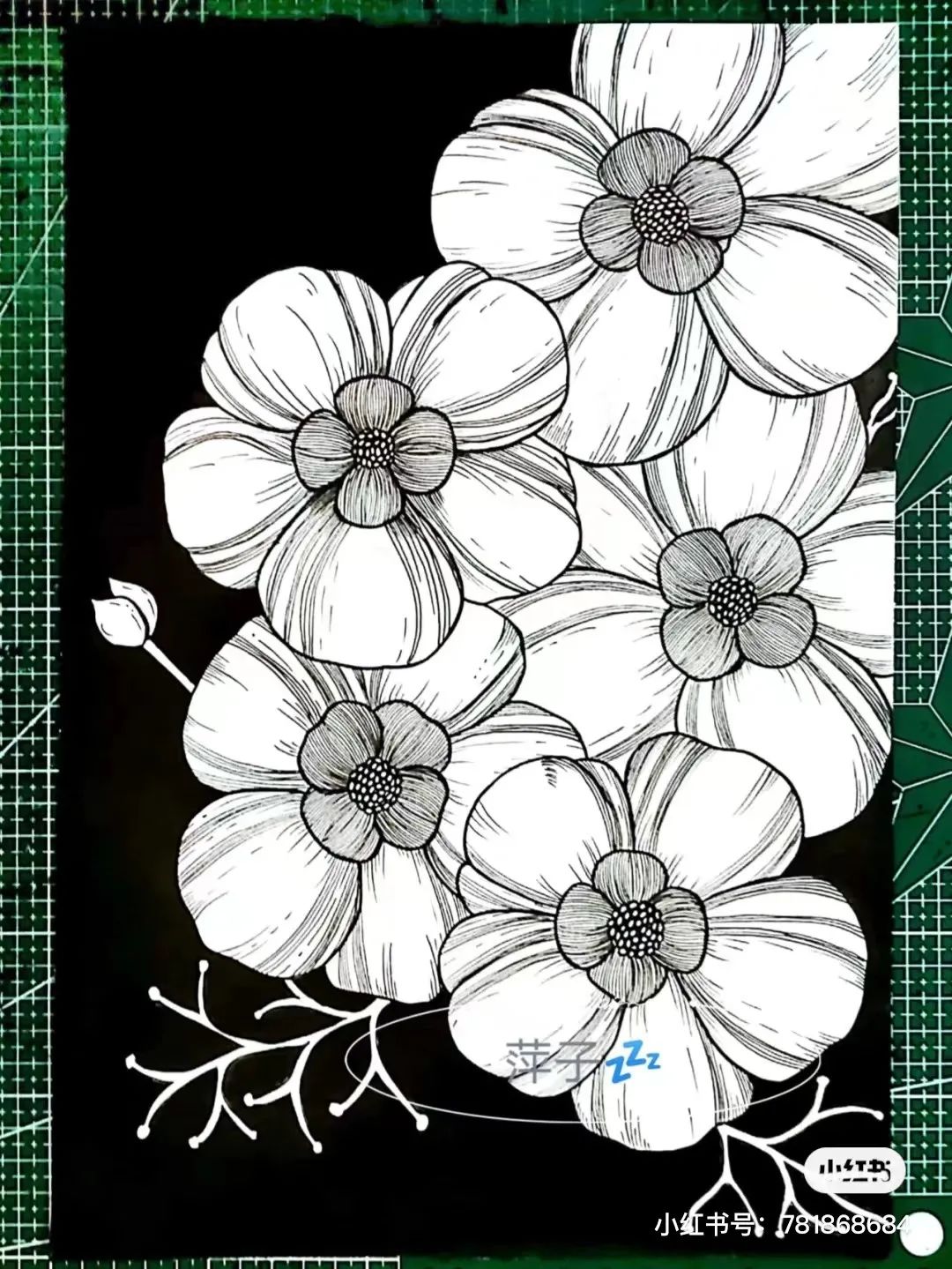 静物装饰画最后用紫色线条勾勒轮廓,画面很有3d立体效果画画并不难