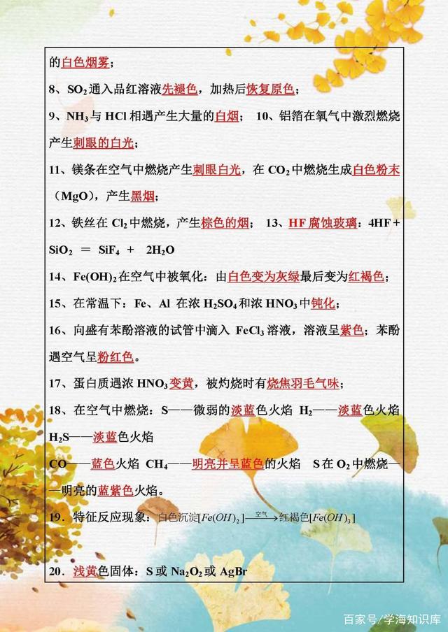 2020高考化学：必背知识点归纳与总结，今年的考生先拿去看看！