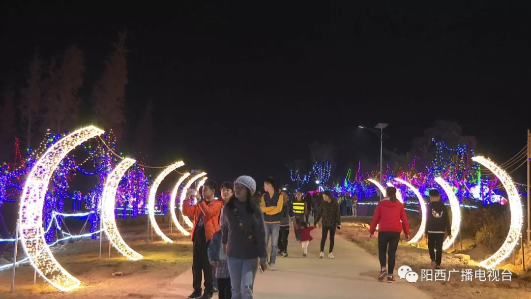 阳西南湖：灯光璀璨迎新年 水幕电影成亮点